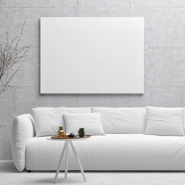 White,Poster,On,Concrete,Wall,,Living,Room,,3d,Illustration